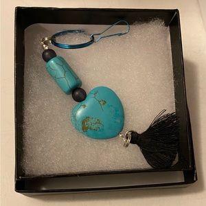 NEW Turquoise crystal Heart keychain - Strictly Canadian!